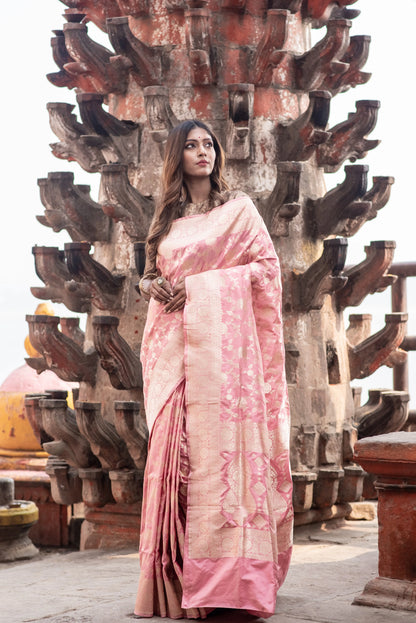 Pure Banarasi Katan Cutwork Jangla Handloom Saree - Rungkaat