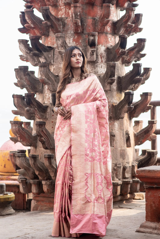Pure Banarasi Katan Cutwork Jangla Handloom Saree - Rungkaat