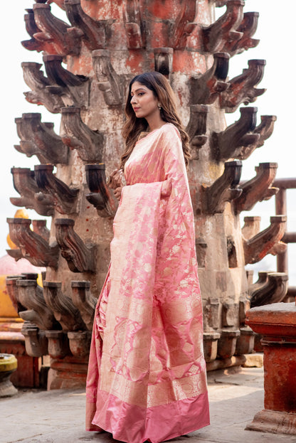 Pure Banarasi Katan Cutwork Jangla Handloom Saree - Rungkaat