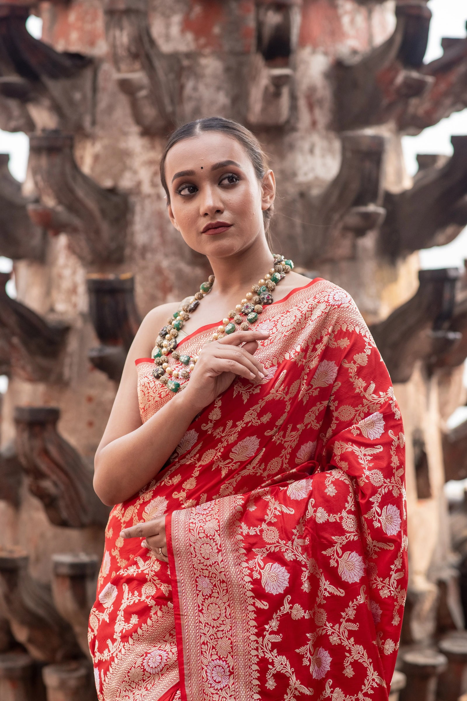 Pure Banarasi Katan Cutwork Meenakari Jangla Saree - Rungkaat