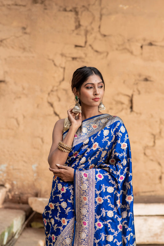 Pure Banarasi Katan jangla Meena Handloom Saree - Rungkaat