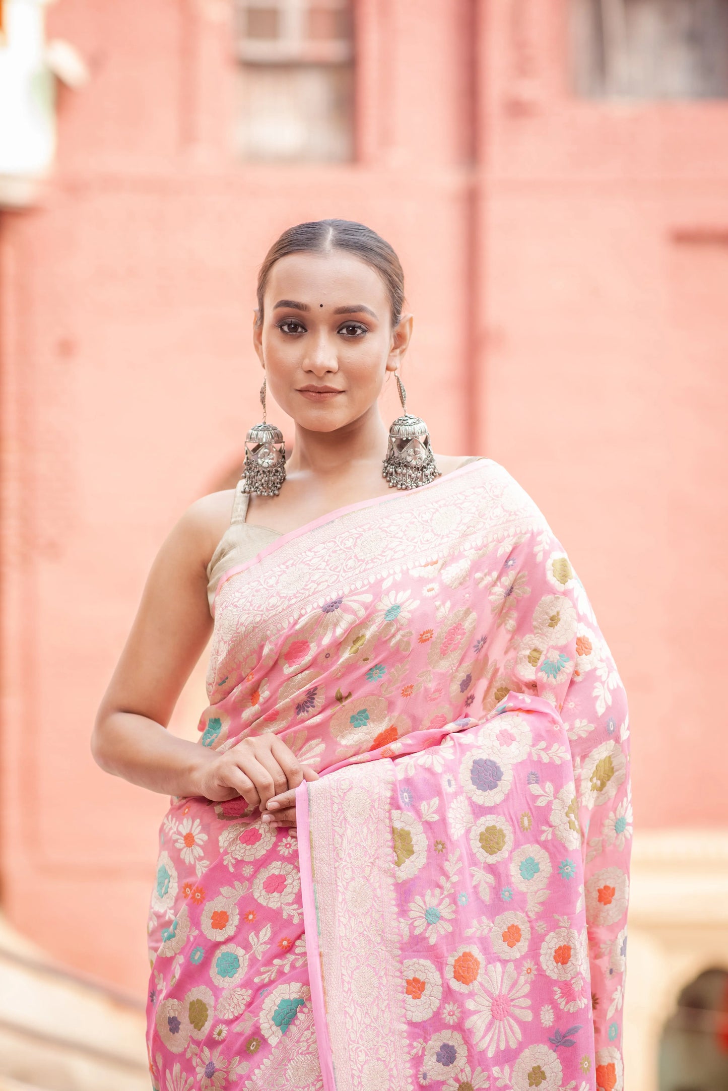 Pure Khaddi Georgette Meenakari Banaras Handloom Saree - Rungkaat