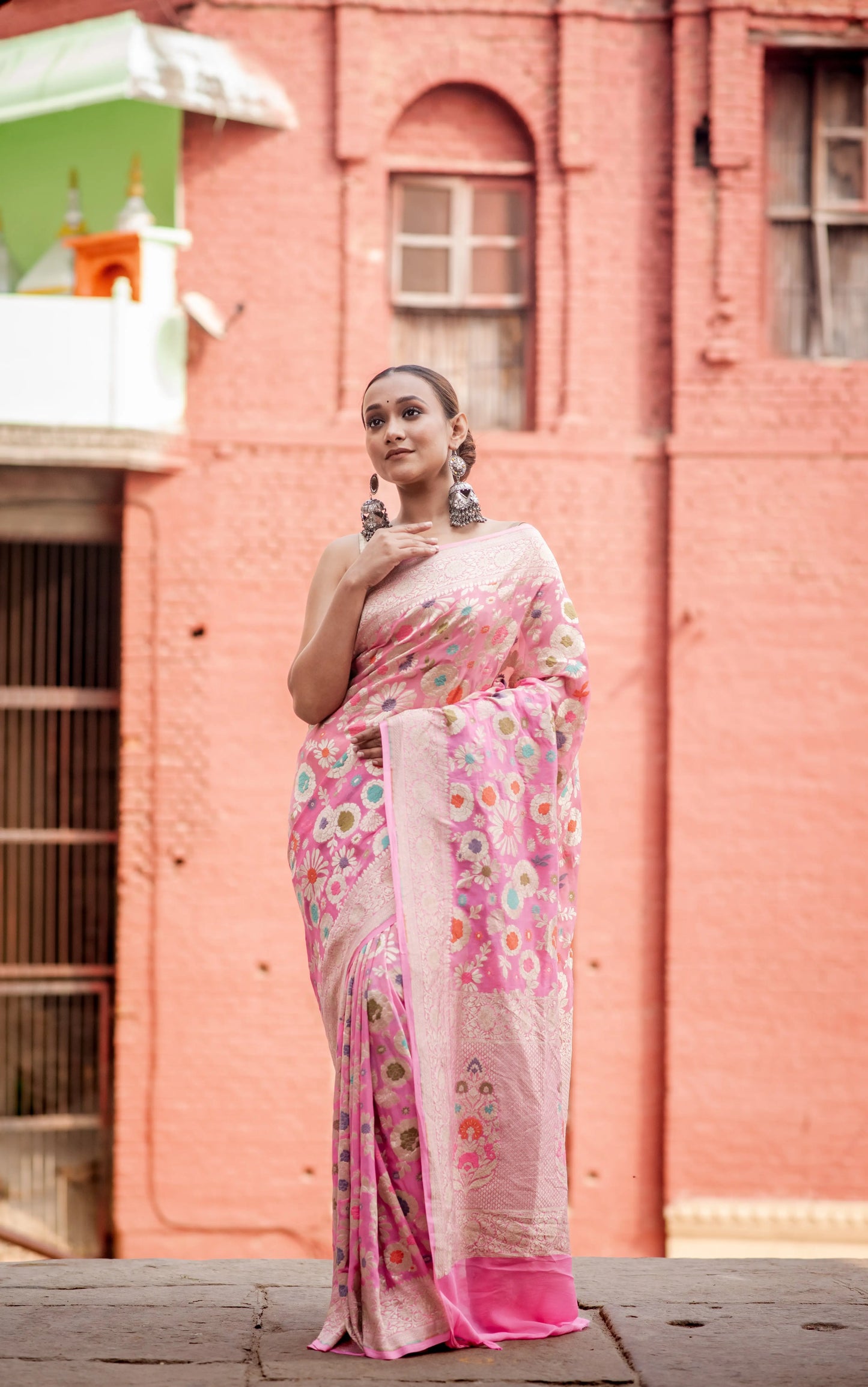 Pure Khaddi Georgette Meenakari Banaras Handloom Saree - Rungkaat