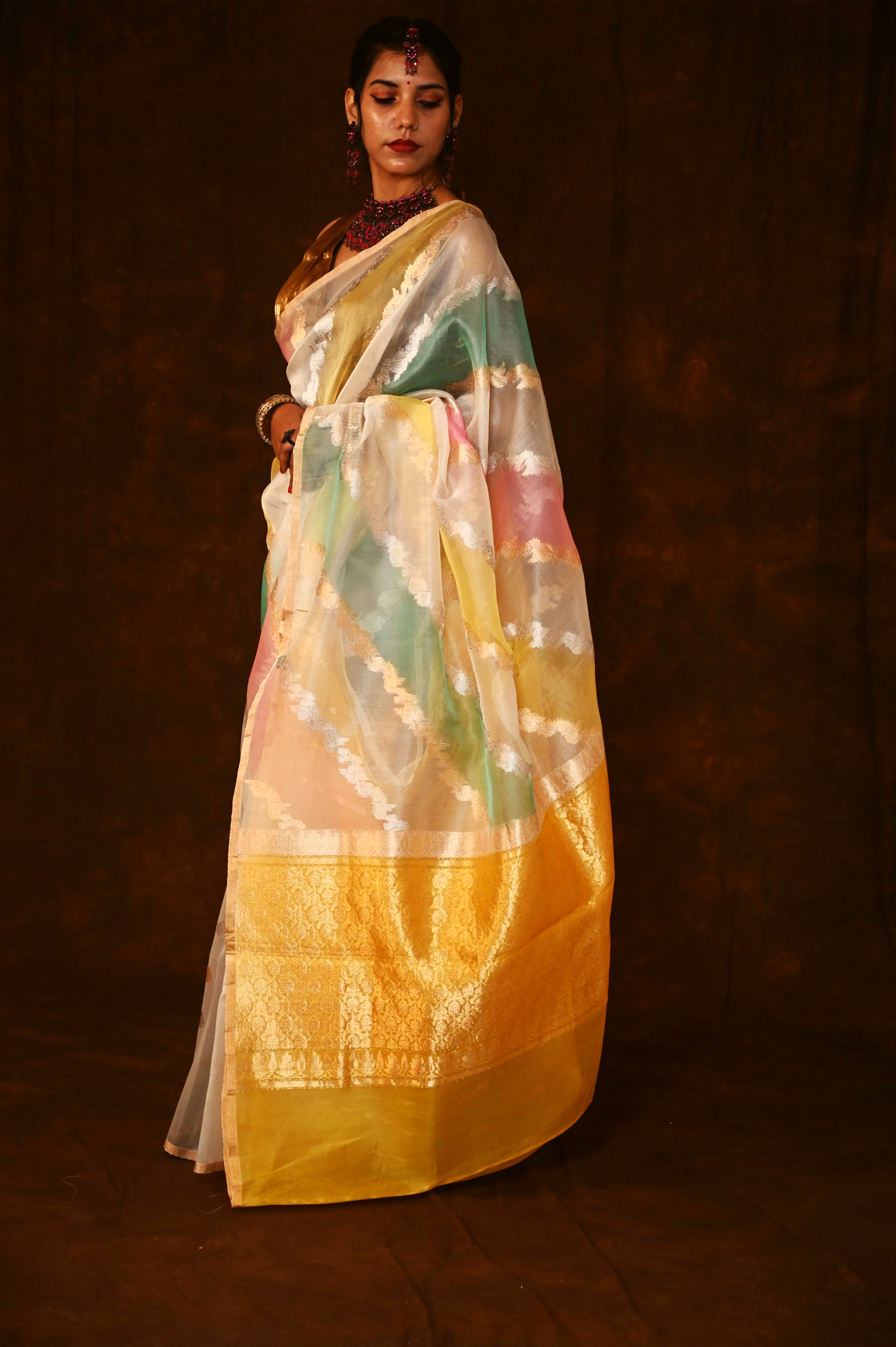 Yellow Pure Kora Silk Kadhuwa Rungkaat Handloom Banarasi Saree 