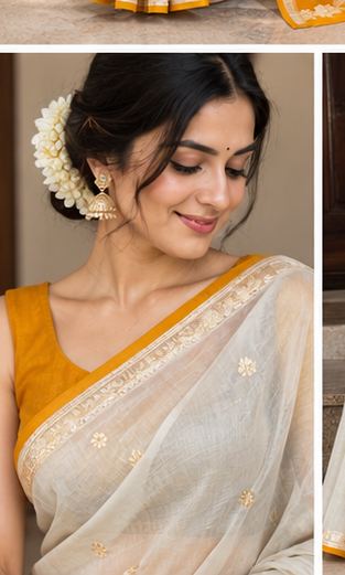 Pure Kora Silk Designer Kadhua Banarasi Handloom Saree 