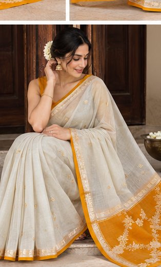 Pure Kora Silk Designer Kadhua Banarasi Handloom Saree 
