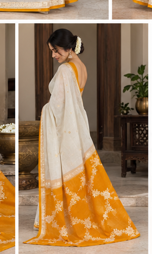 Pure Kora Silk Designer Kadhua Banarasi Handloom Saree 